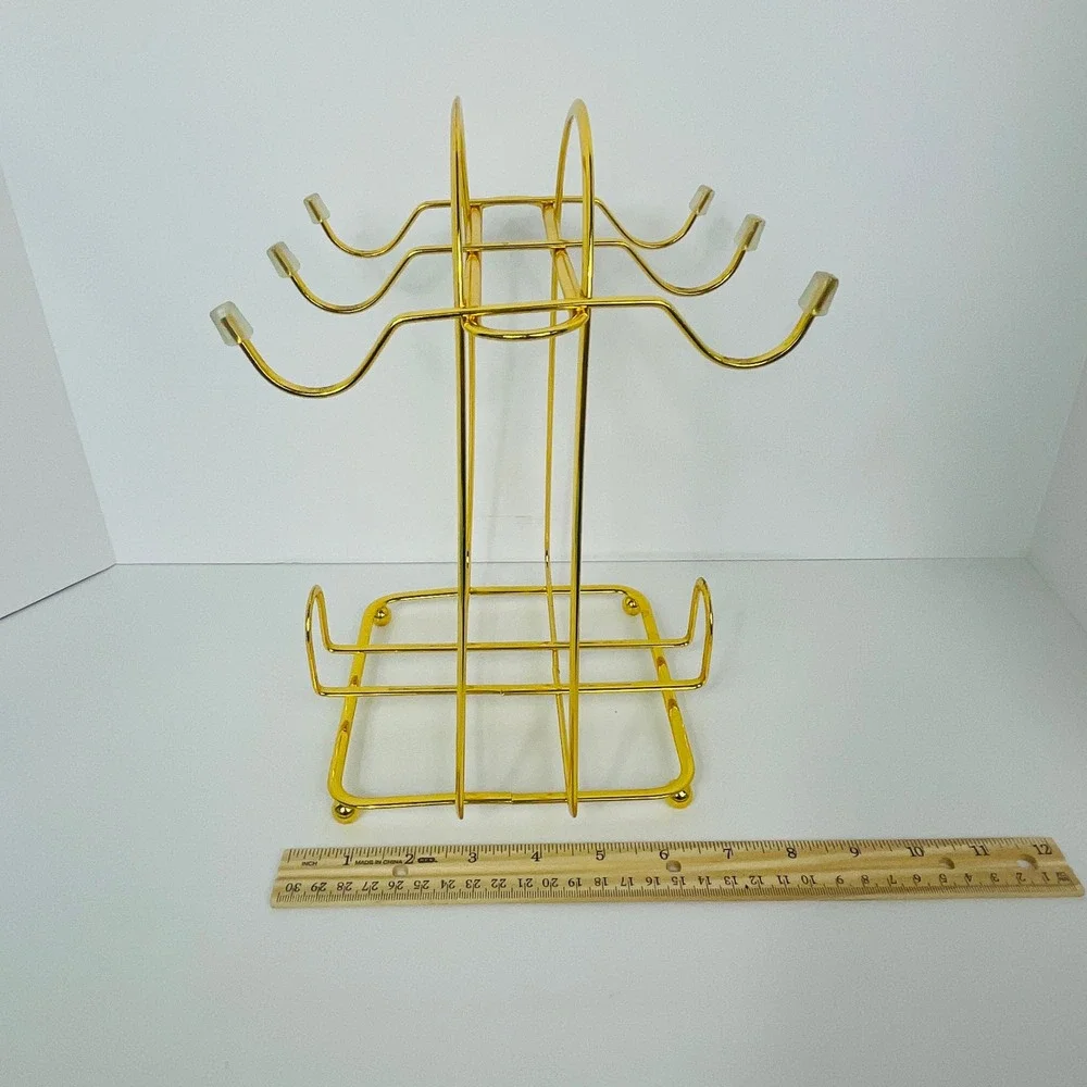Unbranded Mug Tree Countertop 6 Hook Gold Metal Modern Kitchen Stand Excellent